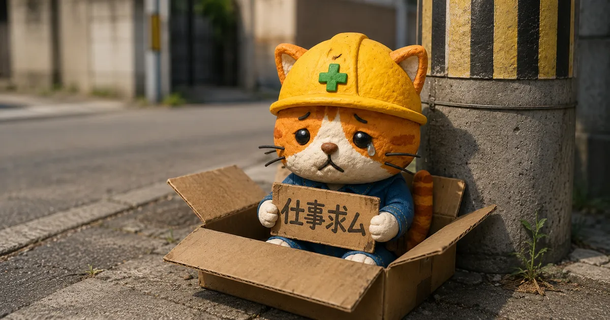 予定のないカレンダーを見つめて肩を落とすねこ丸くん